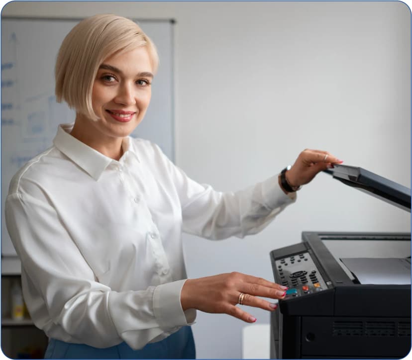 Professional woman with copier